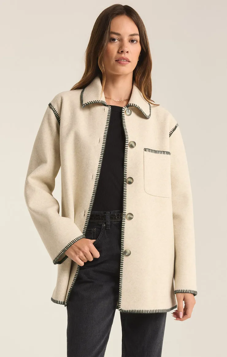 Z-Supply Olivia Whipstitch Jacket - OATMEAL HEATHER