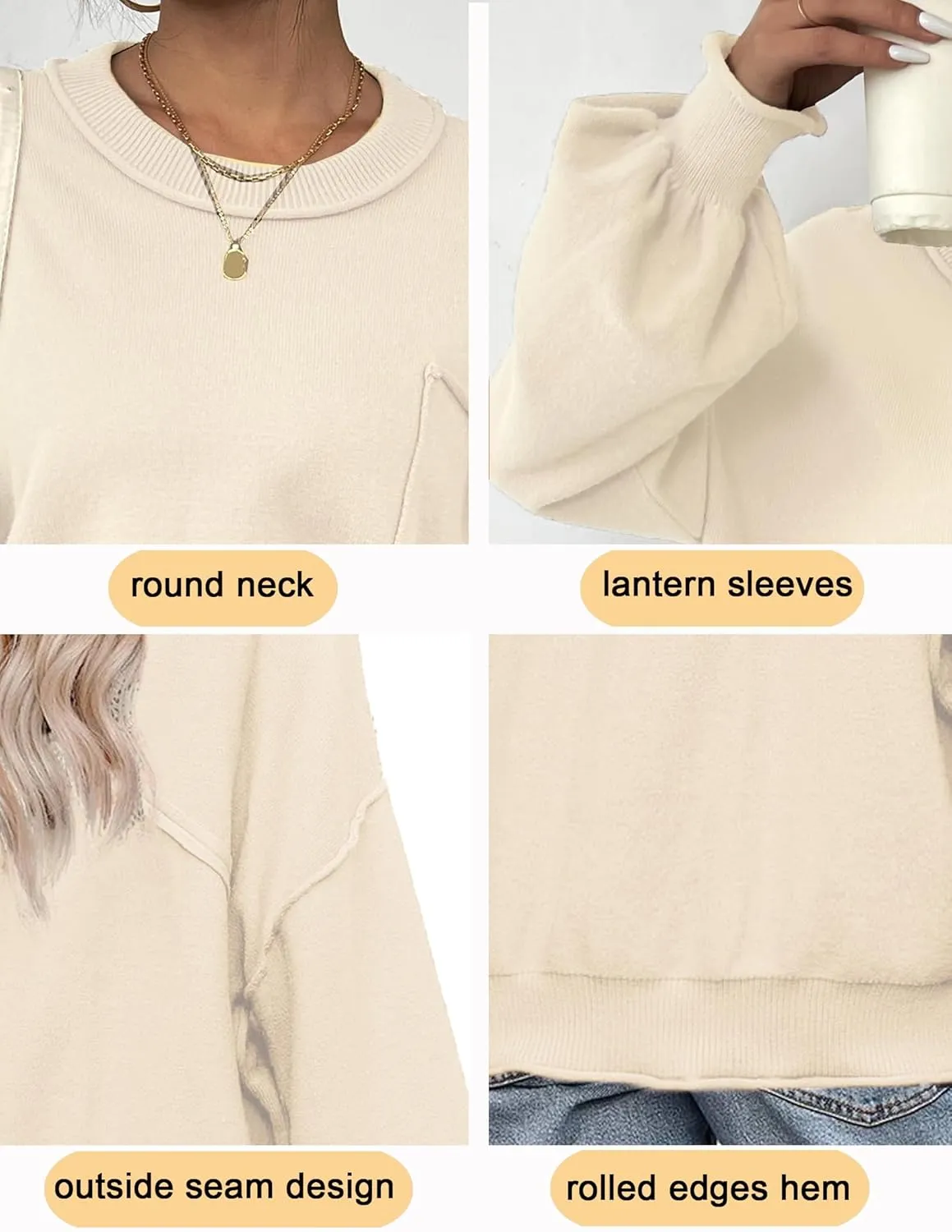 Zeagoo Womens Oversized Sweaters Lantern Sleeve Knit Tops