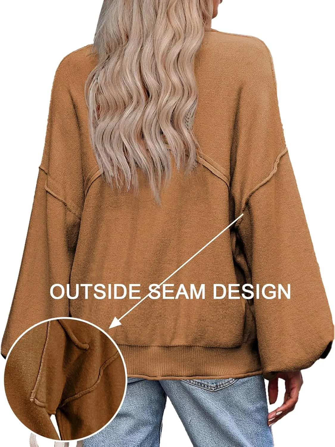 Zeagoo Womens Oversized Sweaters Lantern Sleeve Knit Tops