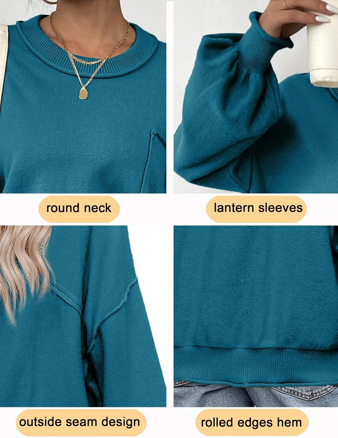 Zeagoo Womens Oversized Sweaters Lantern Sleeve Knit Tops