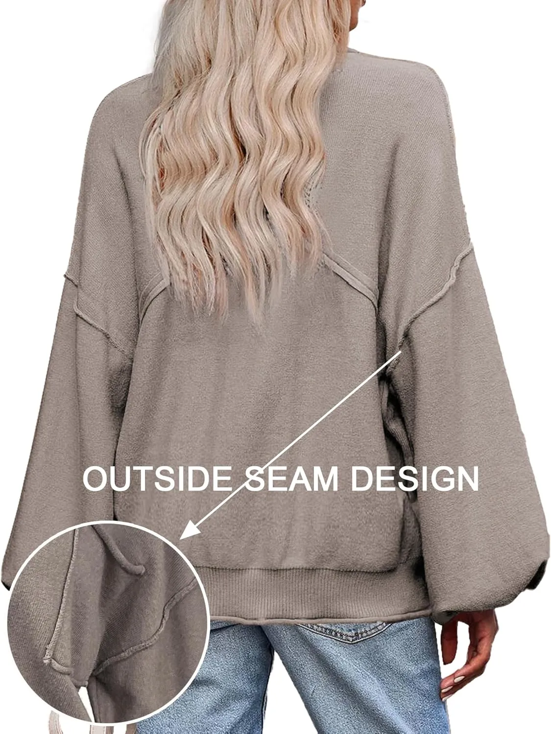 Zeagoo Womens Oversized Sweaters Lantern Sleeve Knit Tops