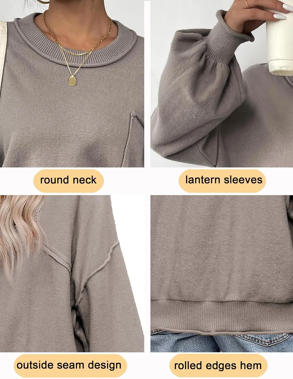Zeagoo Womens Oversized Sweaters Lantern Sleeve Knit Tops