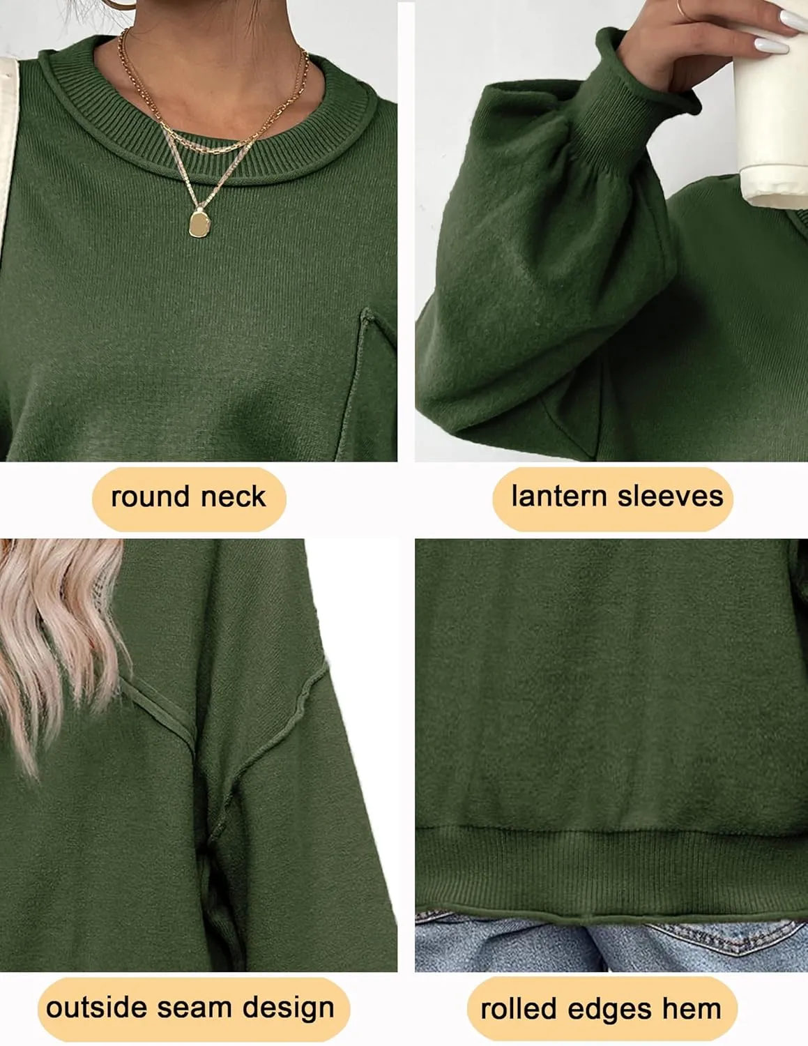 Zeagoo Womens Oversized Sweaters Lantern Sleeve Knit Tops