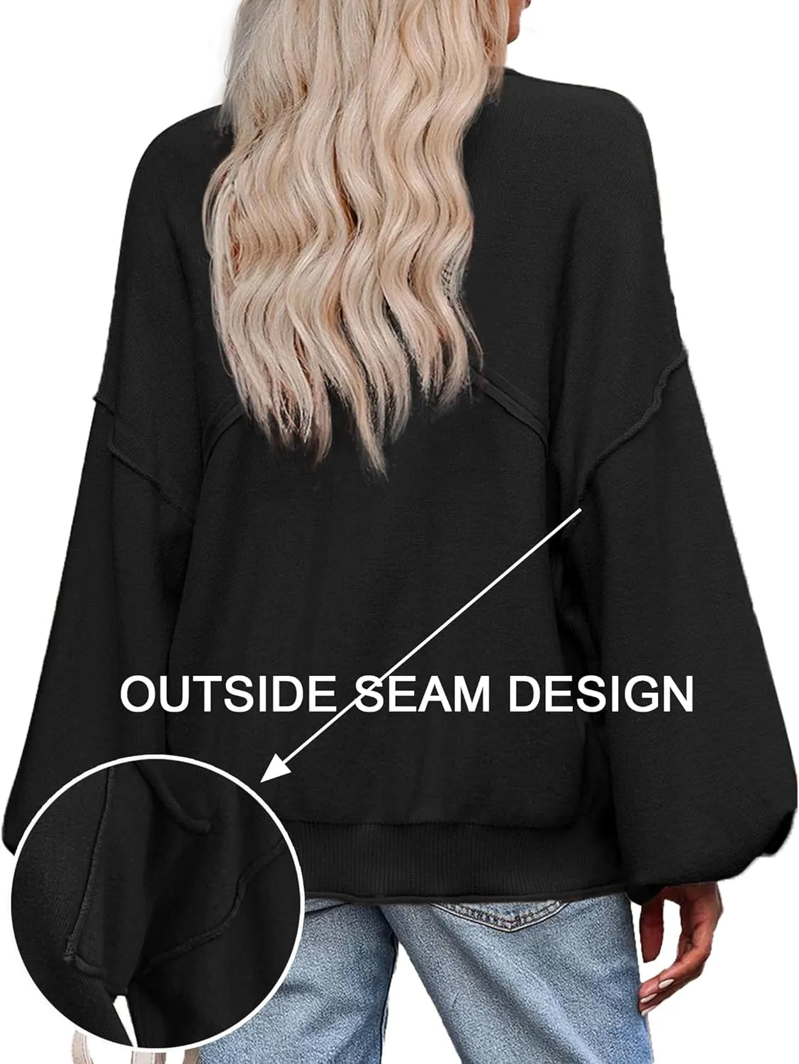 Zeagoo Womens Oversized Sweaters Lantern Sleeve Knit Tops