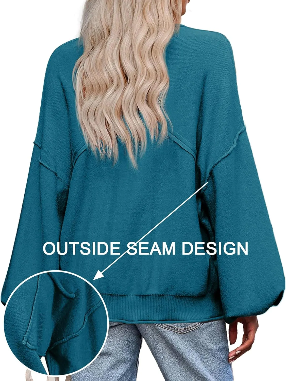 Zeagoo Womens Oversized Sweaters Lantern Sleeve Knit Tops