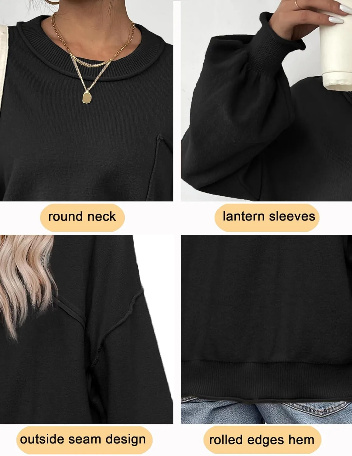 Zeagoo Womens Oversized Sweaters Lantern Sleeve Knit Tops